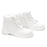 GLAMORA Botines mujer invierno cálidos con forro suave, suela antideslizante y ligera repelencia al agua; botines urbanos cómodos para ciudad, trabajo y uso diario en días fríos