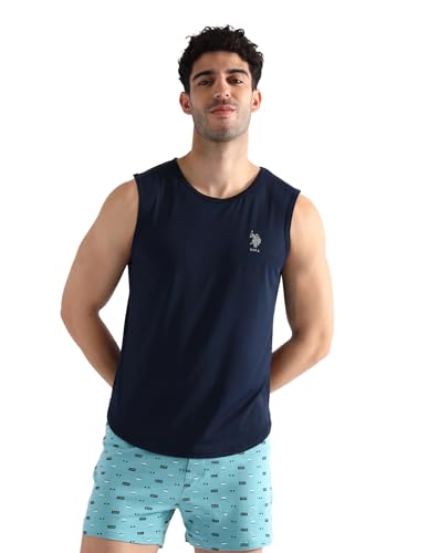 Image of U.S. Polo ASSN. Mens OEV07 Solid Cotton Gym Vest - Pack of 1