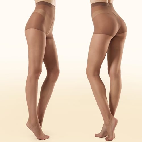 Image of MANZI 6 Pairs Pantyhose for Women 20 Denier High Waist Sheer Tights