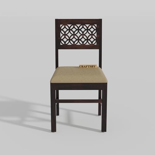 Image of 57 Inch Length Solid Sheesham Wood 6 Seater Dining Table Set | Six Seater Dinner Table with 4 Cushions Chairs & 1 Bench | Dinning Table Set 6 Seater for Living Room | Walnut Finish