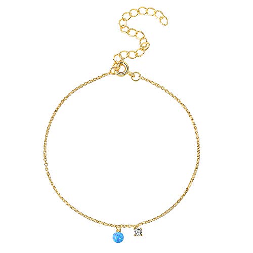 Preisvergleich Produktbild Fajeweller Damen 5A Cubic Zirkon Knöchel Armband Fußkettchen 16+5cm