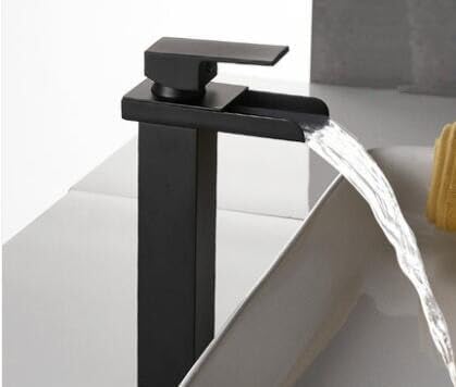Matte Black Waterfall Single Lever hot Cold Basin Faucet Toilet Si