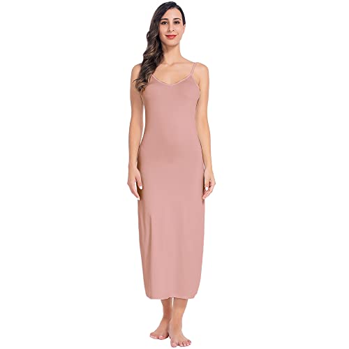 Image of MANCYFIT Long Slips for Under Dresses Full Length Adjustable Spaghetti Strap Nightgown