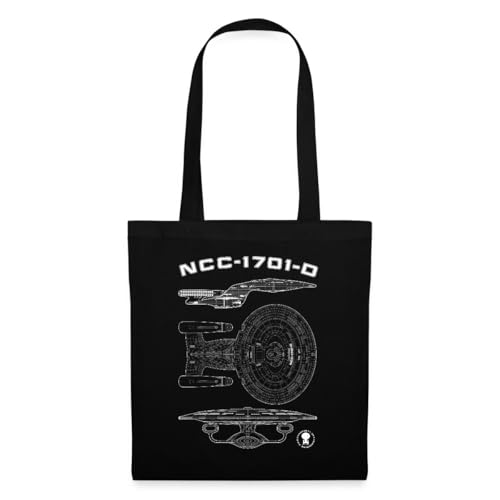 Spreadshirt Star Trek The Next Generation NCC-1701-D Bauplan Stoffbeutel, One size, Schwarz