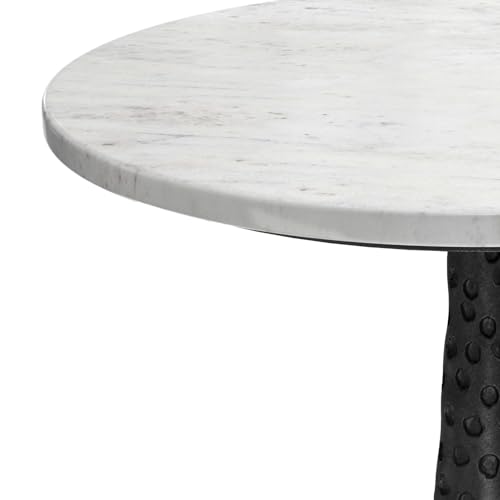 SIMPLIHOME Myles 16" Wide Marble Top Round End Table in Black and White by SIMPLIHOME - Used condition - Image 5