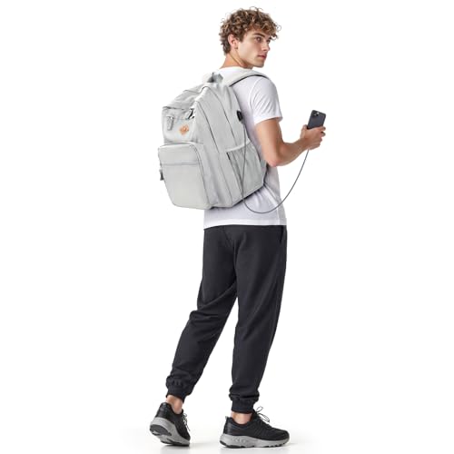 Image of ZORFIN 36L Backpack for College, and Travel: Water Resistant Bookbag with 8 Compartments - Grey