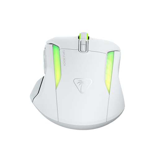 Turtle Beach Kone II Air - Souris Gaming RGB Ergonomique Sans Fil,Bbatterie 350h, Capteur Optique 26 000 DPI, 21 Entrées Personnalisables, Molette 4D Free-Spin - Blanc