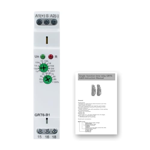 DEWIN Rele Temporizador AC/DC 24V-240V, GRT8‑M1 Relé de Tiempo Retardo 0,1 s-10 días Relé de Tiempo con 10 Funciones de Retardo, para Equipos Industriales,Iluminación,Control de Motores y Ventiladores