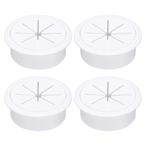 uxcell 4 Pcs Desk Grommet, 2.09 inch 53mm Desk Cable Hole Cover Wire Hole Insert for Home Office Table Cabinet Cord Organizer, White