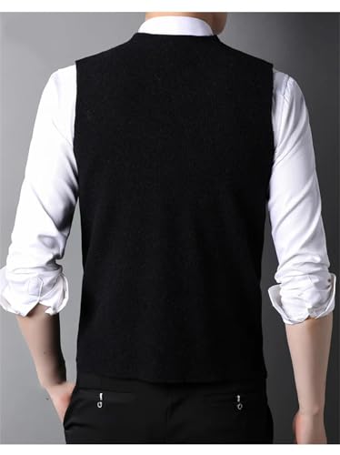 Men Single Breasted Slim Fit Knit Sweater Vest Vintage V-Neck Sleeveless Casual Cardigan Tops2