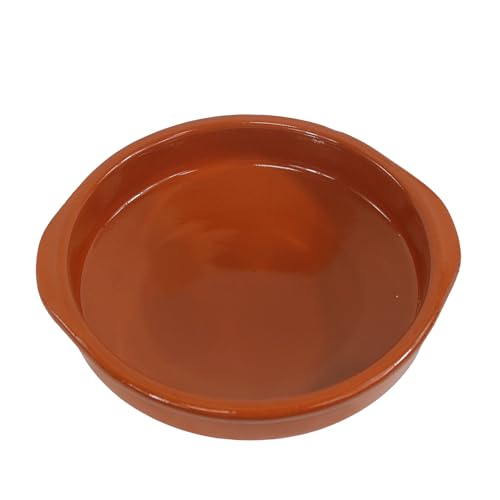 Fackelmann Cazuela de Barro Tradicional, Cazuela de Cerámica Rústica, , Apta para Cocina de Gas y Eléctrica, Microondas y Horno, Color Natural, 10 cm Diámetro, Borde 2,5 cm, 1 ud.