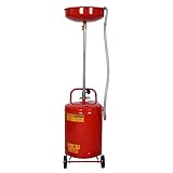 Dithoko Oil Drain Tank 18 Gallon, Portable Pressurized Air Operated Fluid Drain Tank, Waste Oil Container Oil Changing Oil Dolly with Adjustable Funnel Height for Car SUV Trucks, Red