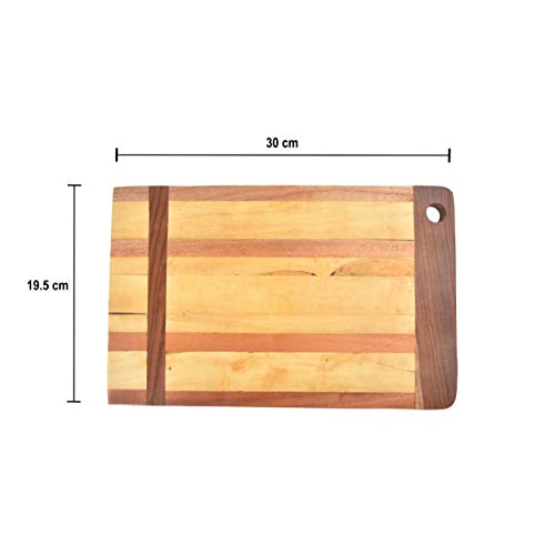 Image of HS HINDUSTANI SAUDAGAR Slicewood Wooden Chopping Board for Kitchen & Dining, Cutting Board for Vegetables Fruit Cheese Salad Serving Pizza Tray Ideal for Home Decor and Gift for mom & Wife.