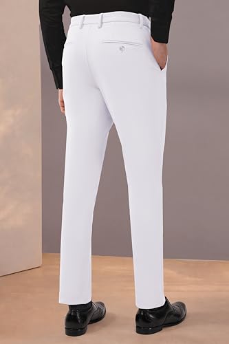 Image of SaintX Men's Premium 4-Way Comfort Stretch Formal Trousers | Smart Sweat Wicking Wrinkle Free Fabric | Smarter Techno Flex Expandable Waistband | Stylish Slim Fit | Daily Office Wear