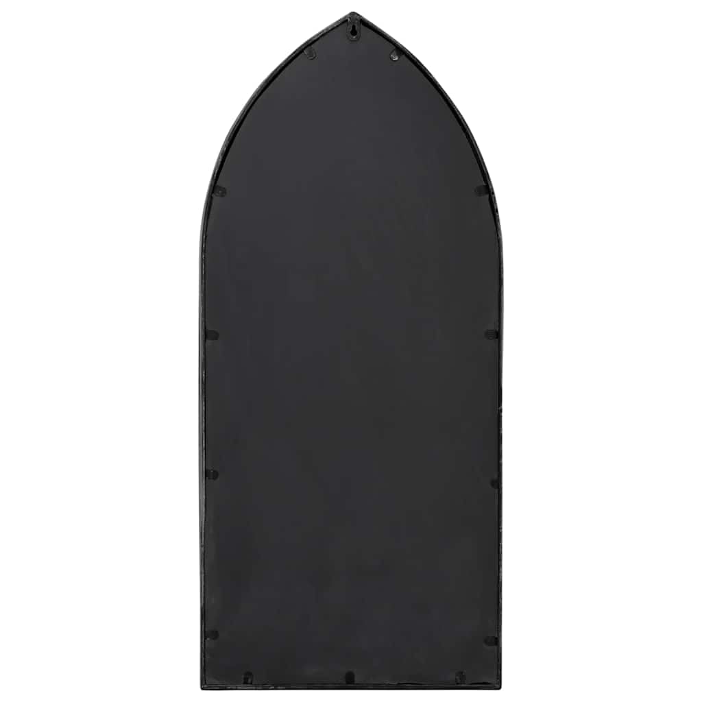 Espejo de jardín negro de hierro, 100 x 45 cm, espejo de pared con efecto oxidado, para decoración de jardín, espejo colgante con cristal para reflexión de la luz y aumento de espacio en