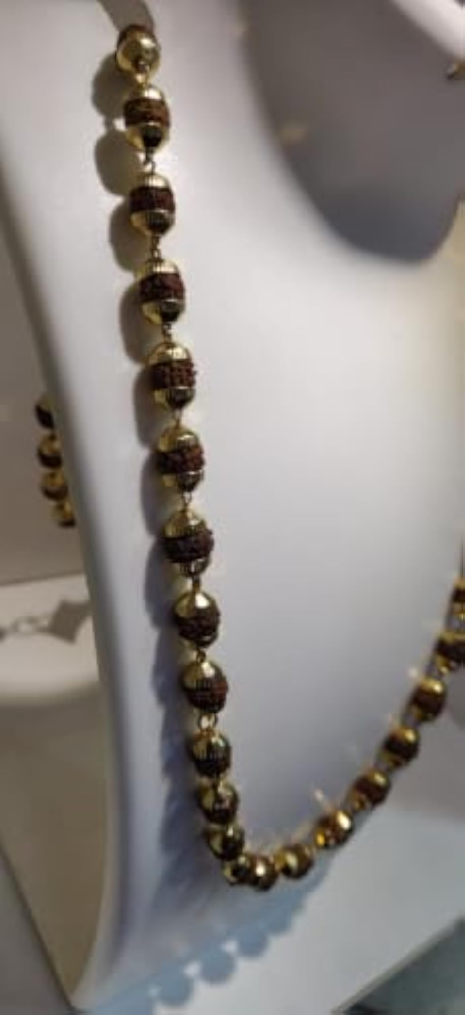 Gold Pleated Rudraksh Men's Chain, Spiritual Accessory