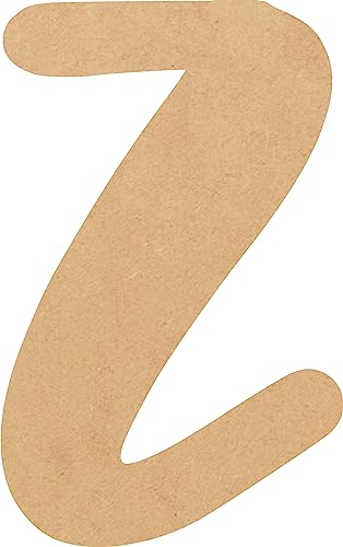 Nursery Baby Décor 6 Inch Z Wall Hanging MDF Cutout, Bright Orchid Wooden Letter Unfinished Craft, Paintable DIY Kids Learning Letters
