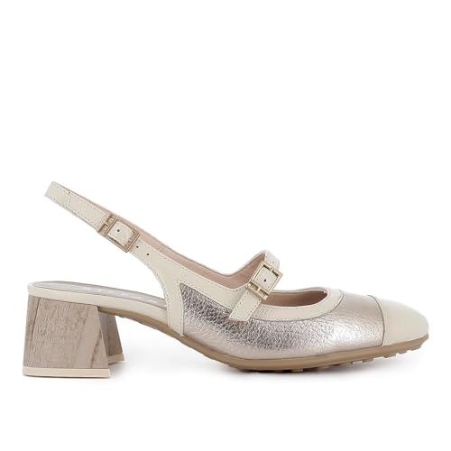 Hispanitas Zapato Correa Piel Combi Tacon Medio Hebillas Mujer Dorado para: Mujer Color: Dorado Talla: 39
