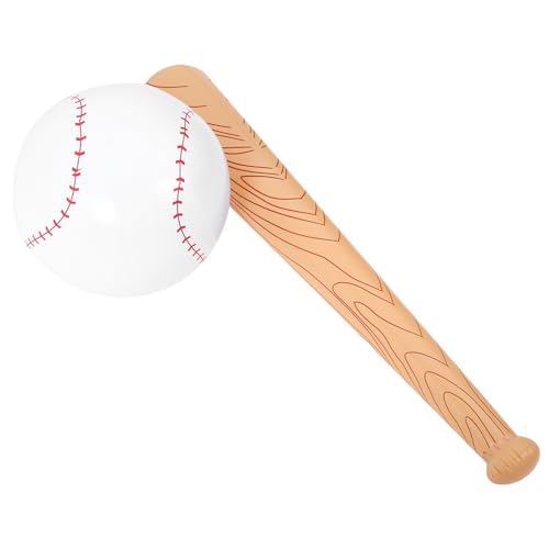 NUOLUX 木目調デザイン屋外用インフレータブルバット 野球スティック ボール付き 軽量 製パーティー応援おもちゃ 用室内外遊び用