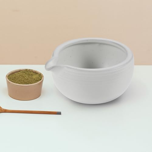 Bol à matcha texture fine céramique blanche traditionnelle de 525ml