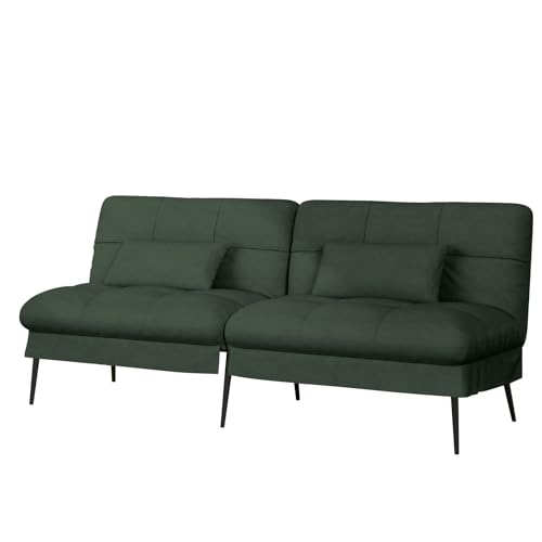 COMHOMA Sofá Cama con función de sueño, Funda de futón, sofá Cama, sofá esquinero, sofá Cama de Invitados, sofá de 3 plazas, con Respaldo Ajustable de Tela Verde