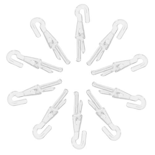 Mikikit 12Pcs Blind Wand Hooks Window Blind Replacement Rod Hooks Transparent Alloy Pom Material Over-the-Rod Mount Easy Install for Home Window Treatments