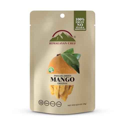 Himalayan Chef Freeze-Dried Fruit – 15g-Each Freeze-Dried Mango - Organic Fruits Snacks, Healthy Snacks for Kids & Adults - Drieds Fruits, Baby Snacks, Gluten-Free