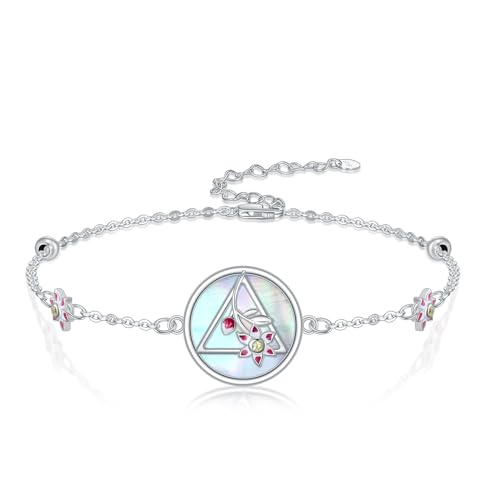 Image of Sunflower /Lily of Valley /Carnation /Camellia /Daisy /Peach Blossom /Rose /Tulip Bracelet 925 Sterling Silver Birth Flower Bracelet for Women Jewelry Gifts