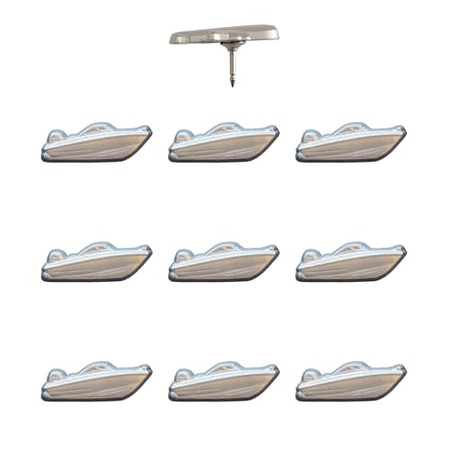 Image of Motor Boat Push Pins - Silver Speedboat Map Pins for Cork Boards, Maps, or Lapel Use - Designed in USA - Set of 10