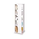 Iris Ohyama, Meuble/Etagère Tournante, Etagère Pivotante avec 5 Compartiments, Montage Facile, Modulable, Moderne, Bureau,Maison - Revolving Book Shelf - Rbs-5S - Chêne Blanc