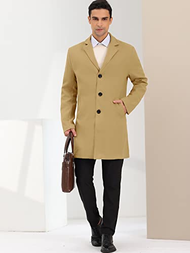 Image of Lars Amadeus Men's Trench Coat Lapel Collar Single Breasted Warm Long Peacoat Overcoat