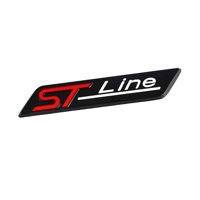 Emblema Adhesivo ST Line, Emblema ST Line, Insignia ST Line, Insignia Adhesiva ST Line, Apto para Lateral, Compatible con Ford, Material metal, Medidas 84.5 mm x 16.5 mm, Negro