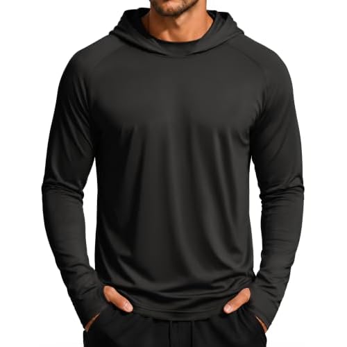 MAGCOMSEN Men's UV Hoodies Long Sleeve Sun Rash Guard Fishing Swim Shirts | Long Sleeve, Fishing Shirts, Sun Protection, Dry Fit, Lightweight Hoodie, Hiking, Swim