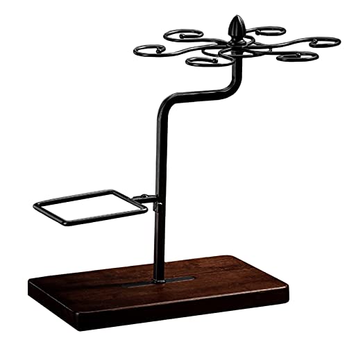 Soporte de vino y copas de mesa negro y bronce miniatura 1
