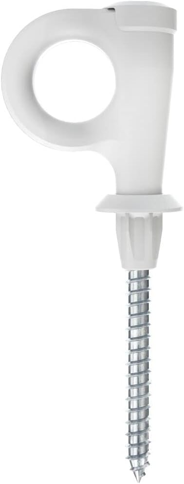 fischer Loop 564172 Set of 25 Eye Hook Screws and DuoPower, Chipboard Screws with Hooks, Flexible Screw Hooks for Mounting in Numerous Building Materials EasyHook, White, 6 x 30 Dowels