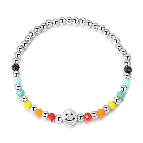 Tadipri Perlenanhänger Mit Smiley-Gesicht Schmuck Armband Damen Kugeln Unisex Von Der Braut Handmade Edelstein Perlen Stretch Armbänder