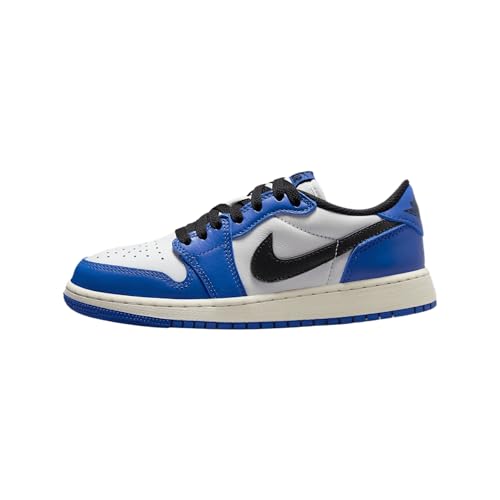 Air Jordan 1 Low OG Wolf Grey Big Kids' Shoes (CZ0858-140, White/Game Royal/Sail/Black) Size 7