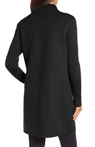 Kenneth Cole New York Women's 17LMW595 Double Face Wool Blend Jacket with Knit Sleeve - Black - L4