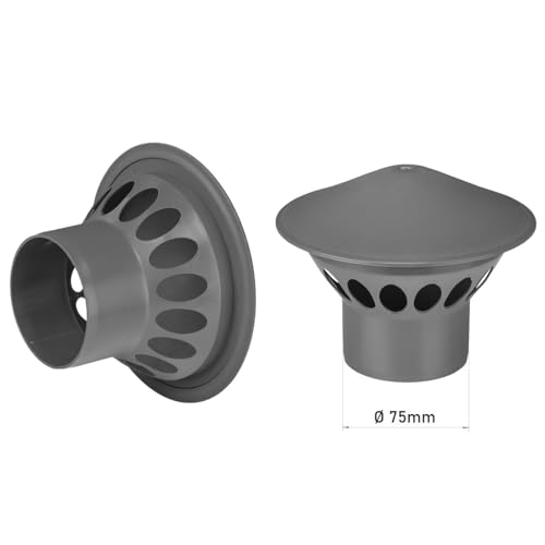 Miniatura 3 de Rejilla De Ventilación Ø Dn160 Sombrero Anti-Vaho Ventilador De Techo Hongo De Ventilación Tubo De Aguas Residuales Gris