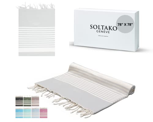 SOLTAKO Fouta Arthur Premium Gris Pastel 200x200 cm