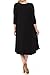 Pastel by Vivienne Women's Plus Size 3/4 Sleeve A-Line Swing Midi Dress – Flowy, Stretchy, Casual, and Comfortable Fit for All-Day Wear XX-Large Black