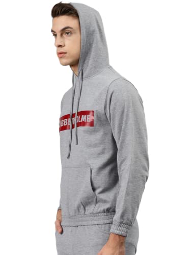 Image of Hubberholme Men's Cotton Blend Brand Printed Hooded Sweatshirt