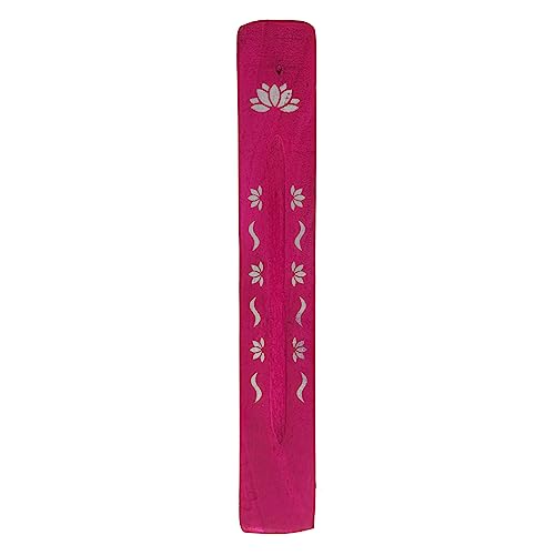 Hosley Artisan-Crafted Wooden Incense Burner Red 10" Long Elegant and Functional Design for Stick and Cone Incense Rich Red Finish for Aesthetic Appeal