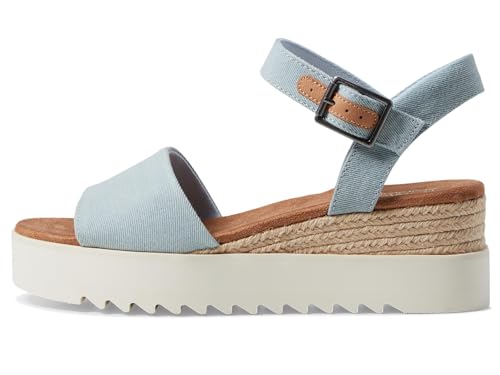 Image of TOMS Women's Diana Wedge Heel Sandal, Leather Upper, Rope-Wrapped Midsole, Adjustable Strap, Buckle, OrthoLite Insole