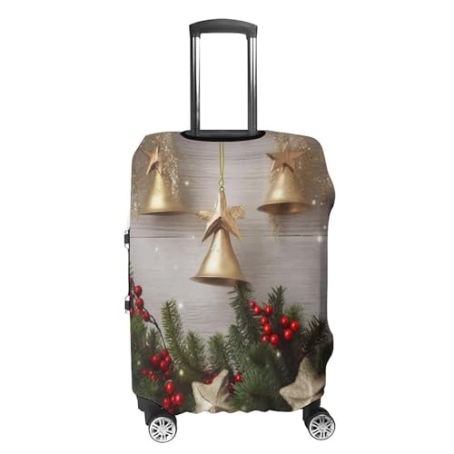 Christmas Tree And Bells Printed Luggage Cover Protector, Fits 18-32 Inch Luggage4