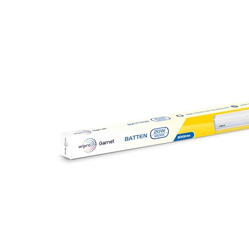 Image of Wipro Garnet 20W LED Batten for Living Room & Bedroom | 2 Feet | Bright & Energy Efficient Tubelight for Home | Cool Day Light (6500K) with 2000 Lumen | Pack of 6