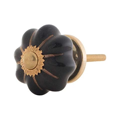 Knober Furniture Knobs Pumpkin Shape Small Ceramic Porcelain Vintage Country House Style Shabby Chic 31 mm Knob Door Handle Shabby Chic black gold Cover