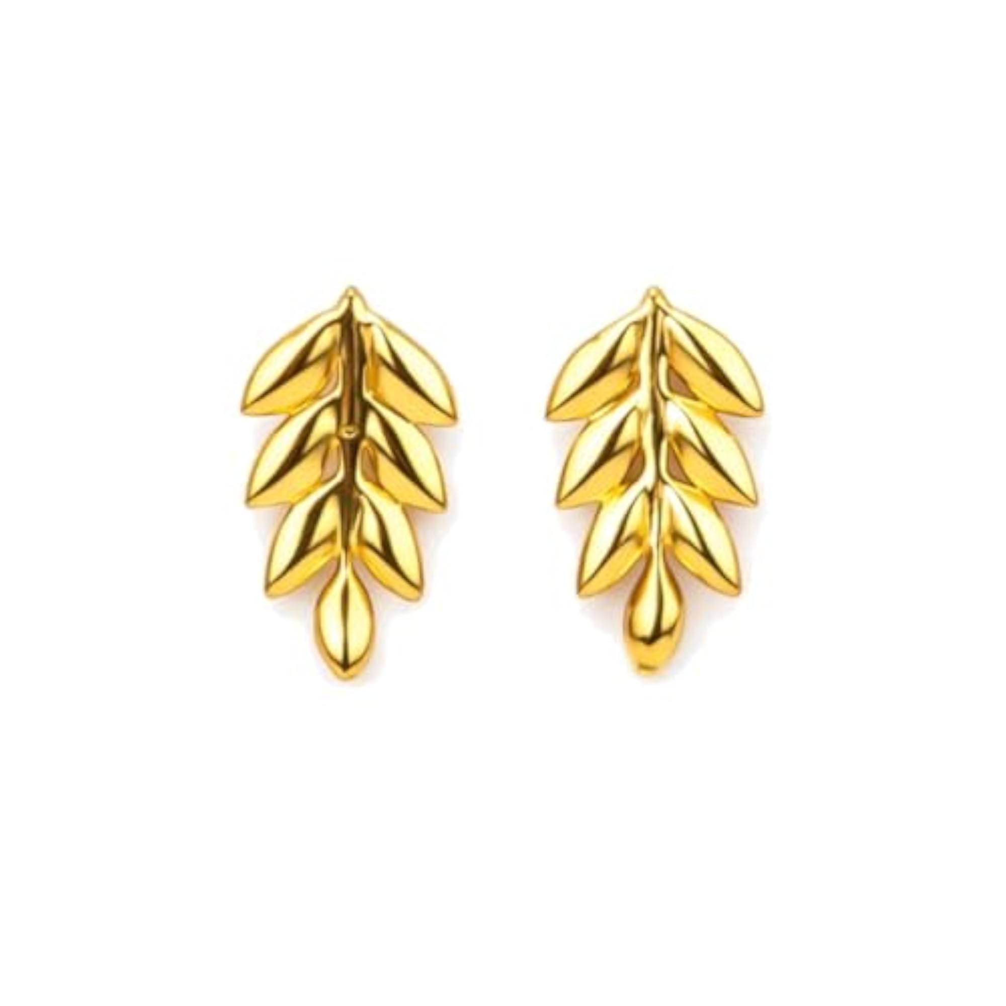 Women's Gold-Plated Sterling Silver Leaf Motif Earrings
