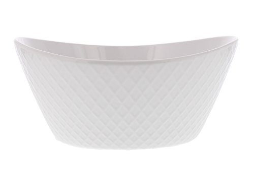 Over and Back 4-Piece ‘What a Dish’ Porcelain Serving Bowls Set w/ Diamond Pattern Design – Microwave, Dishwasher & Oven Safe – Decorative Pieces Great for Appetizers, Sides or Dinner Portions, White