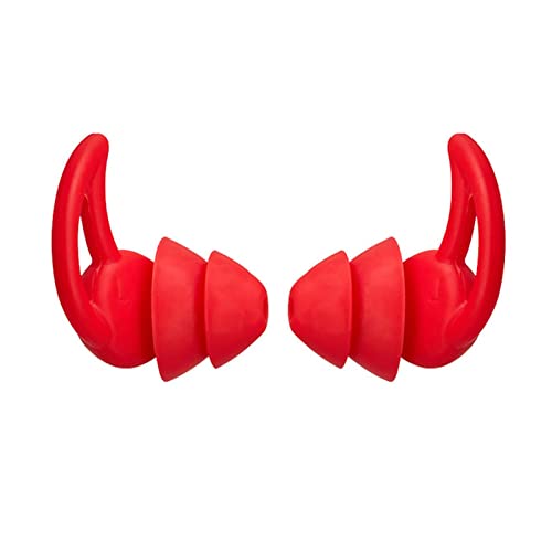 耳栓 シリコンスリーピングイヤープラグサウンド断熱耳保護耳栓路線アンチノイズプラグ旅行用シリコンソフトノイズリダクション 遮音 耳栓(Size:Red 2 layers)